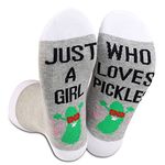 LEVLO Pickle Socks Pickle Lover Gift Just A Girl Who Loves Pickles Novelty Socks (Who Loves Pickles)