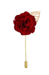 Avaron Projekt Handmade Maroon Flower Bunch with Gold Leaf Lapel Pin/Brooch for Men