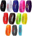 LEMONADE - Pack of 12 - Multicolor Unisex Digital LED Band Wrist Watch for Boys, Men, Girls, Women