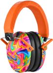 PROHEAR 032 Ear Defenders for Children, Hearing Protection for Autistic Toddlers Have Sensory Issues, Kids Adjustable Safety Earmuff, Ideal for Firework, Concert, Study - Orange Graffiti