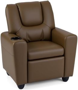 Costzon Kids Recliner Chair with Cup Holder, Adjustable Lounge Chair w/Footrest for Children Boys Girls Room, Ergonomic Toddler Furniture Sofa for Age 3+, Kids Recliner up to 150 lbs