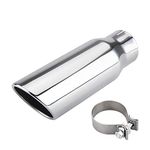 LCGP 3 Inch Inlet Exhaust tip 4" Inch Outlet 12" Long Clamp On Stainless Steel Exhaust Tailpipe Tip for Truck Polished