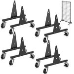 Burbell 4 Pairs Grid Wall Display Legs Metal Triangular Base with Casters Wall Grid Panel Support Base Black Gridwall Accessories for Trading Wall Display Rack