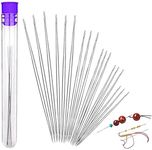 18 Pieces Bead Needle, Big Eye Beading Needles 6 Sizes Stainless Steel Sewing Needles,Threading Needle for Beads Large Collapsible Embroidery Beading Needle with Needle Bottle