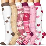 FULLSOFT 6 Pack Compression Socks for Women and Men - Best for Circulation, Running, Athletic, Recover, Nurse, Travel(6 PairsBrown/Brown/Pink/Pink/Pink/Pink,Small-Medium)