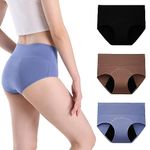 INNERSY Period Underwear Womens Menstrual Pants C Section Underwear Maternity Knickers 3 Pack (14, Black/Blue/Brown)