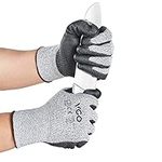 Vgo... 1 Pair Cut Resistant Gloves with Coat Nitrile Palm,HPPE Anti Cutting Gloves Liner,Safety Work GlovesEN388 level C,ANSI Level 3(Size M,Grey,SK2131)