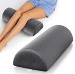FOVERA Knee Pillow for Back Sleepers, Half Moon Bolster Pillow for Legs, Memory Foam Top, Under Knee Pillow for Sleeping on Back, Multi Purpose Pillow for Head, Neck, Back & Leg Support (Dark Grey)