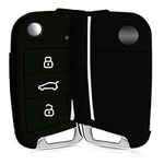 kwmobile Car Key Cover Compatible with VW Golf 7 MK7 3 Button Car Key Key Cover - Silicone Protective Car Key Fob Case - Black/White