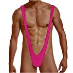 Ctreela Men's V Shaped Mankini Leopard Jockstrap Wrestling Singlet V Sling Swimsuit Thong Y Back Leotard Underwear Hot Pink