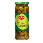 Del Monte Green Whole Olives 450g l Imported from Spain | Italian cuisine ingredient | Low Fat Ready-to-Eat Healthy Snack l 100% Natural | Source of Fibre, Gluten Free, No Added Preservatives