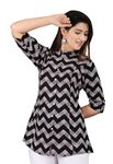 Gudwear Stylish Printed Button Down Style Shirt Top for Women (Black_Size: M)