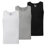 New Balance Men's Performance Sleeveless Undershirt, Cotton Rib Vest (3 Pack), Black/White/Heather Grey, Small