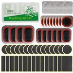 EDIONS Bike Inner Tube Patch Kits, Bicycle Tire Repair Kit with Glueless Self-Adhesive Patches, Vulcanizing Patches, Metal Rasp, Portable Storage Box for Bicycle, Motorcycle, Inflatable Rubber