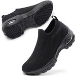 STQ Plantar Fasciitis Shoes Women Slip On Walking Shoes Fashion Orthopedic Platform Sneakers All Black Size 8