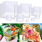 BABORUI 8Pcs Large Square Resin Molds Silicone, Upgraded Cube Silicone Molds for Resin Casting with Wooden Support, Square Epoxy Resin Molds for Home Decor, Flowers Preservation