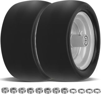 2 Pcs Upgrade 13x6.50-6 Lawn Mower Tires Flat Free with 1/2" 3/4" 5/8" Bearing, 13x6.50-6 Zero Turn Mower Front Tires, 13x6.5-6 Flat Free Lawn Mower Tires for Commercial Grade, 5.5"-7.5" Centered Hub