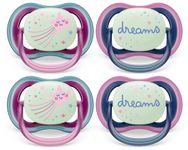 Philips Avent Ultra Air Pacifier 6-18m, Falling Star/Dreams, Nighttime, 4 pack SCF376/09