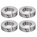 sourcing map 4pcs Shaft Collar 25mm Bore Aluminum Alloy Set Screw Split Clamp-On Collars, 45mm OD, 12mm Width, for Wheel Barrow Axle, Gearbox Assemblies, Machine Tools, Industry, Anodization