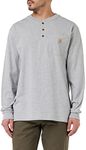 Carhartt Men's Workwear Pocket Long Sleeve Henley Midweight Jersey Original Fit K128,Heather Gray,Large