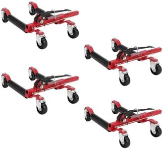 GarveeTech Car Wheel Dolly Jack Set, 1500 LBS Capacity Mechanical Wheel Dolly with Steel Twin Rollers, Heavy Duty Rollers with Foot Pedal for Tire Auto Repair Moving - Set of 4