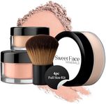 4pc Full Size Kit (Light Tan) Mineral Makeup Matte Translucent Loose Foundation + Kabuki Brush + Concealer + Finishing Setting Powder + Bare Face Full Coverage SPF 30 All Skin Types Waterproof