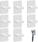 WADY Razor Holder Shaving Hook, Shower Shaver Holder 8-Piece, Waterproof Self-Adhesive Hook, Detachable and Reusable Bathroom and Kitchen Shower Hook, Towel Hook Utility Storage Hook Plug Hook (White)