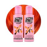 Crazy Color Vibrant Orange Semi-Permanent Duo Hair Dye. Highly Pigmented Vibrant Copper Conditioning & Oil Nourishing Vegan Formula | No Bleach or Ammonia | 200ml