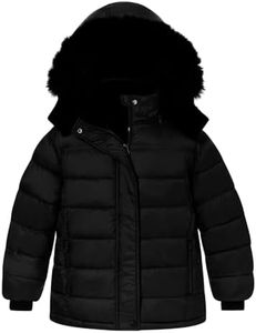Funnycokid Boys Winter Coat Kids Puffer Outerwear Jacket Size 5-6 Fleece Lined Waterproof 5 6 Years Black