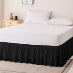 Rohi Base Valance Bed Sheet - Frilled Design - FIT Over - 16” Deep Fit Base Valance Sheet, Polycotton Bedding - OEKO-TEX® Standard 100 Certified (King Base Valance,Black)