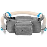 StrollAir - Universal Organizer for Single Strollers - Compatible with Cosmos, Solo, Nuna, Baby Jogger, Bumbleride, Uppa Baby- (Grey)