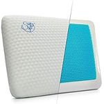 Memory Foam Pillow Cooling Gel - Prevents Back Neck Pain + Free Bamboo Washable Cover Aloe Vera Back Stomach Side Sleepers Men Women - Aids Cervical Pain Soreness Standard (Gel Traditional)… (Blue)