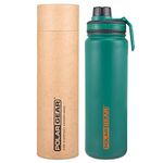 Hydra Surge Stainless Steel Reusable Water Bottle -700ml, Vacuum Insulated, Double Wall, Metal Leakproof Flask, 2 Separate Lids, Keeps Hot For 12 Hours, Cold for 24 Hours, For Sports, Gym, Work -Green