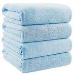 Orighty Bath Towels Set Pack of 4(27’��’ x 54’’) - Soft Feel Bath Towel Sets, Highly Absorbent Microfiber Towels for Body, Quick Drying, Microfiber Bath Towels for Sport, Yoga, SPA, Fitness - Blue