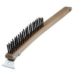 Warner 13-5/8" 3x19 Row, Wood Handle Wire Brush w/Scraper, 11081