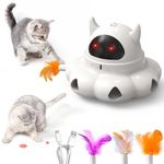 BFU Hxin Cat Toys Interactive Feather Automatic Laser Puzzle Kitten Toy for Indoor,Rechargeable,White