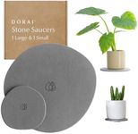 Dorai Stone Plant Pot Saucer - 1 Large and 1 Small Plant Saucers for Indoor Plants Water Catcher Tray Diatomaceous Earth Tray for Plants Saucers or Potted Plants