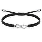 J.Endéar Infinity Bracelet, 925 Sterling Silver Handmade Filigree Bracelet Infinite Love Birthday Gift for Women Girl Valentine's Day Jewelry, Black