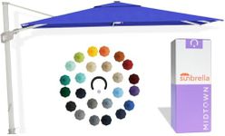 Midtown Umbrellas 10x10 Ft Outdoor Cantilever Patio Umbrella w/Sunbrella Chartres Silk Fabric - Tilt 360° Rotate Offset Patio, Deck Patio, Backyard & Garden - Silver Frame