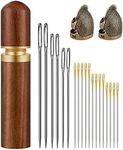 Embroidery Needles, 6 Pcs Large Eye Sewing Needles and 12 Pcs Self Threading Embroidery Needles with Wooden Needles Case, Stitching Needles Kit for Sewing