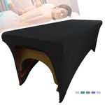 Elastic Lash Bed Cover Black Massage Table Cover Made of 90% Polyester and 10% Spandex， odorless Spa Sheet Set for Lash Extension Bed or Massage Table