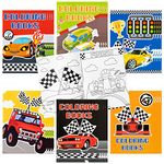 JAPBOR 24pcs Race Car Coloring Books Bulk for Kids Party Favors, Racing Small Art Color Book for Goody Bags Birthday Painting Games Gifts, Truck Transportation Themed DIY Doodle Mini Booklet Supplies