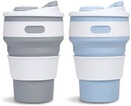 2Pcs Silicone Collapsible Travel Cup - 12oz Collapsible Cups for Traveling Camping Cups Collapsible Cups Foldable Silicone Cup Collapsible Cup with Lid Camping Cup Collapsible Drinking Cups for Travel