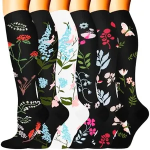 Compression Socks for Women & Men 6 Pairs is Best Supportive Knee High Stockings for Circulation, Travel, Nurses
