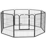 PawHut Dog Playpen, Heavy-Duty Metal Puppy Play Pen, Pet Exercise Fences for Outside and Indoor, DIY Design with Door for Multiple Dogs, 8 Panels, 31" H