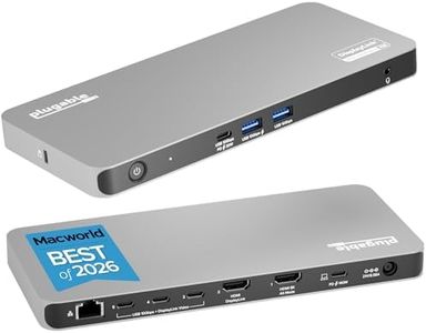 Plugable USB C Docking Station 5 Monitors, 140W DisplayLink Dock Connects up to Five 4K Displays for MacBook Windows Thunderbolt 4 Laptops, 2x HDMI, 3x USBC 2.5Gbps Ethernet, Driver Required UD-7400PD