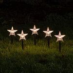 Lights4fun Set of 5 Christmas Star Garden Stake Lights Battery Outdoor Use with Timer 39cm