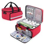 CURMIO Pill Bottle Organizer Bag with Combination Lock, Medicine Organizer and Storage Case for Prescription Bottles, Empty First Aid Bag for Home and Travel, Red (Patented Design)