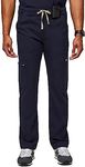 FIGS Cairo Cargo Scrub Pants for Men — Classic Straight Leg Fit, 9 Pockets, 4-Way Stretch, Anti-Wrinkle Men’s Scrub Pants, Navy Blue, Large