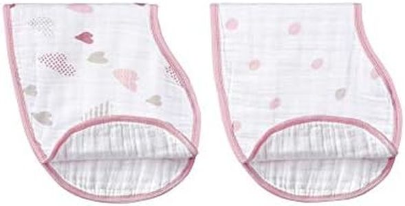 Bib Baby Meal 7034 Aden + Anais Burpee Bib, Set of 2, Heart Breaker, 100% Muslin Cotton, Baby Food